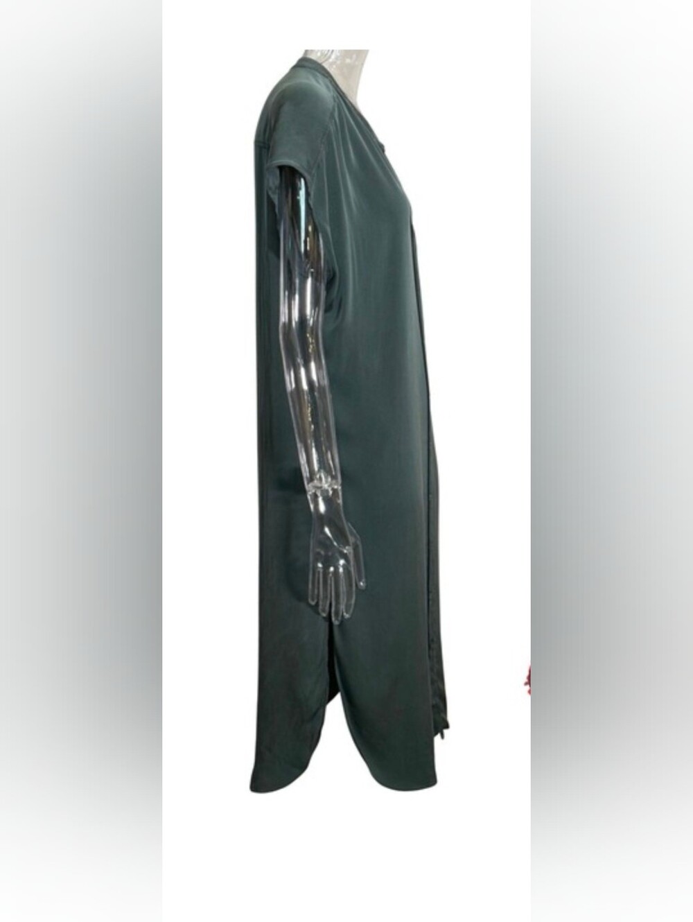 Quince Shirt Dress Large‎ 100% Silk Forest Green - Picture 3 of 6